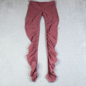 Alo Yoga Leggings Women 25 x 33 Red Terracotta High-Waist  Ruched Mesh Legs Yoga